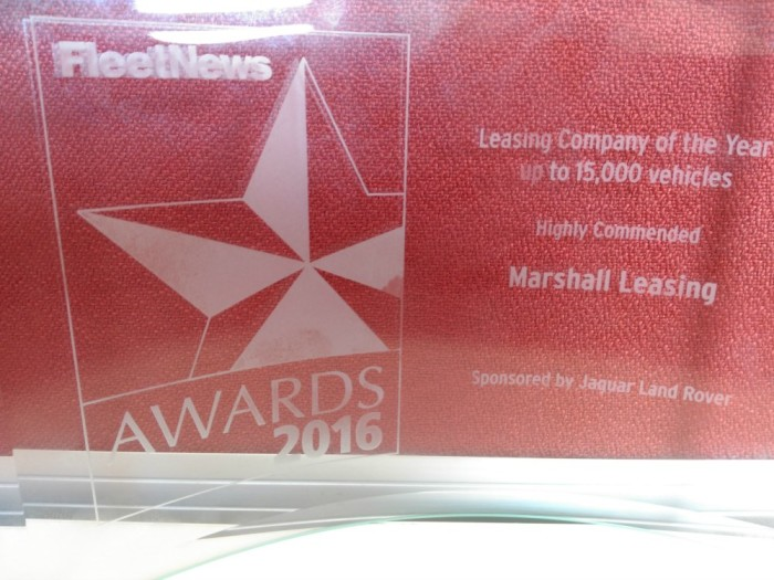 Marshall Leasing awarded ‘Highly Commended ’ Fleet News Leasing Company of the Year – up to 15,000 vehicles’